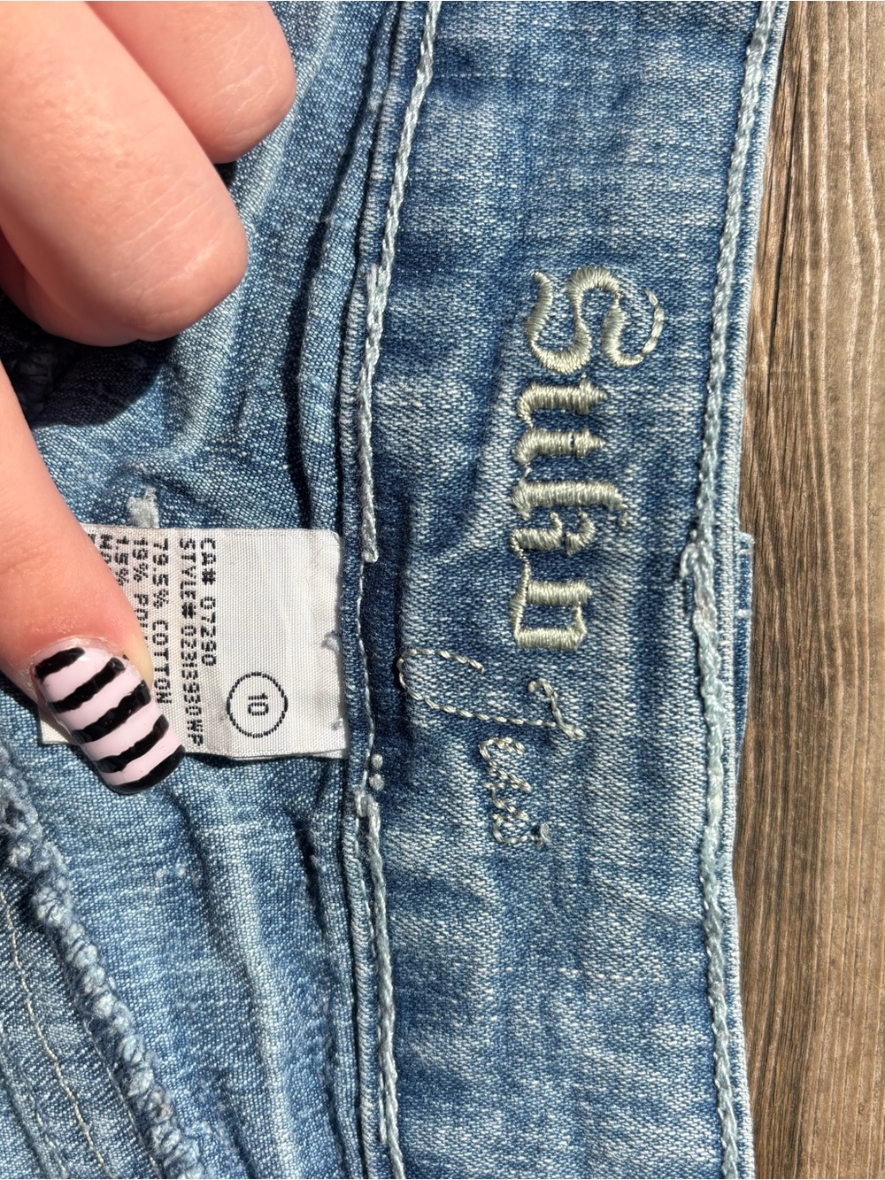 Light Wash Boot Cut Jeans with Embroidered Signature